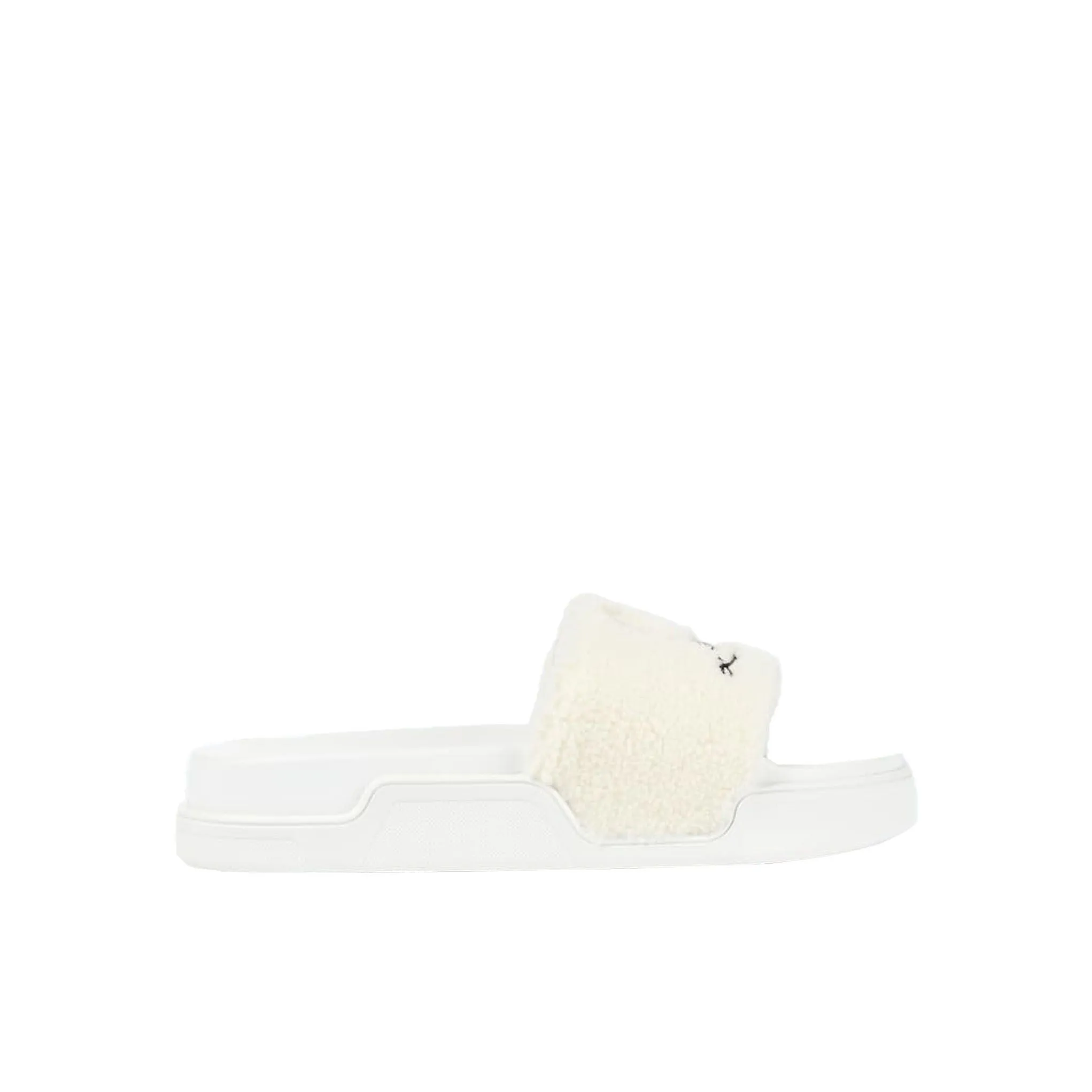 Christian Louboutin Elegant White Pool Slide Sandals with Iconic Red Sole Low Wedge Heels Sandals