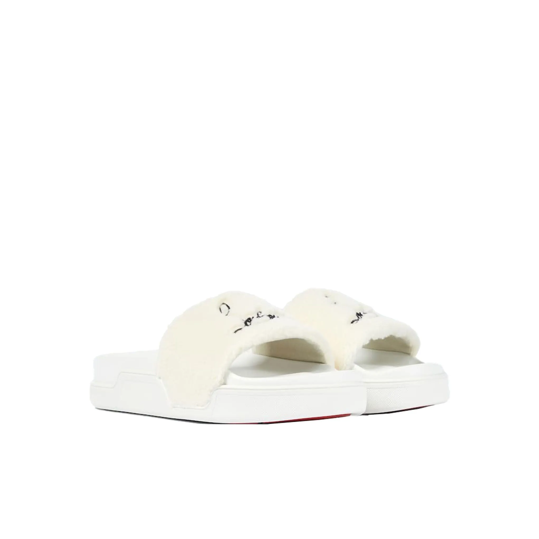 Sandals Royal Resort Reviews Christian Louboutin Elegant White Pool Slide Sandals with Iconic Red Sole