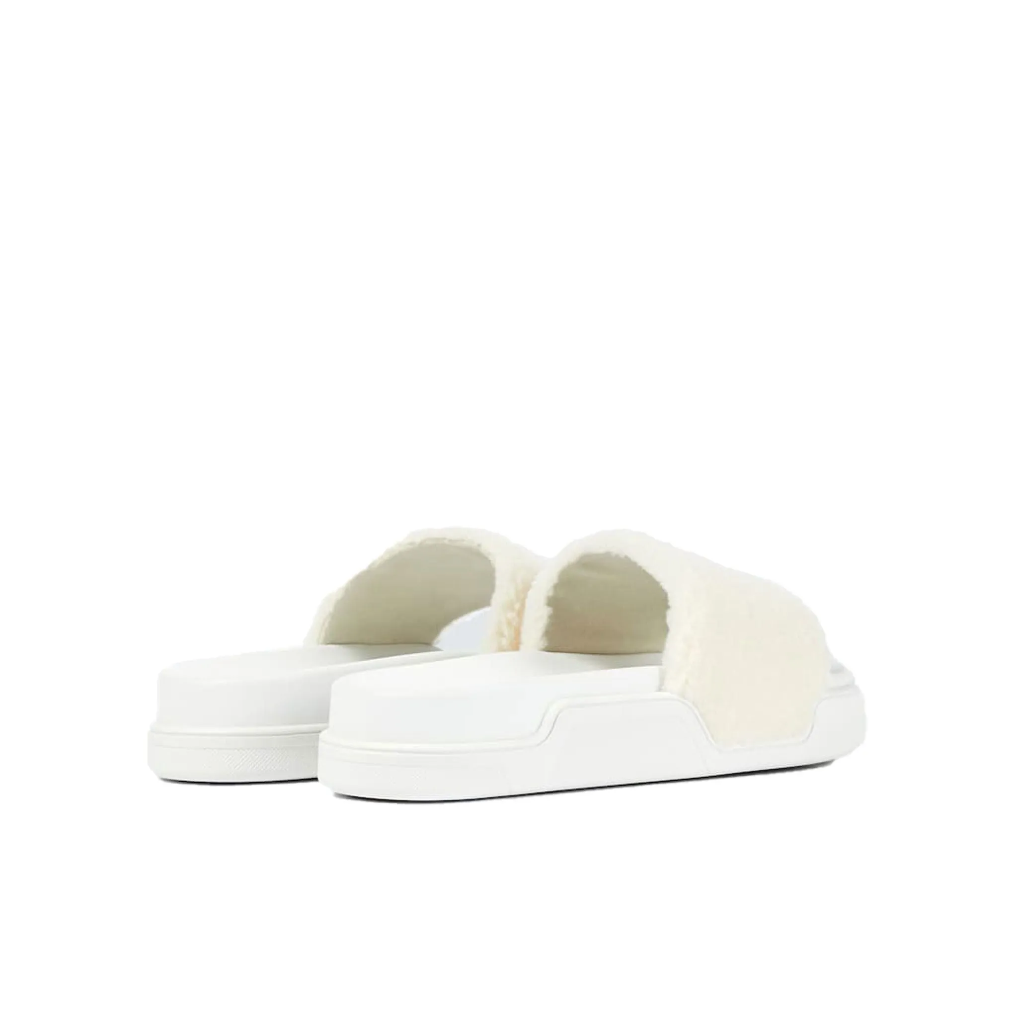 Christian Louboutin Elegant White Pool Slide Sandals with Iconic Red Sole Sandals With Backs