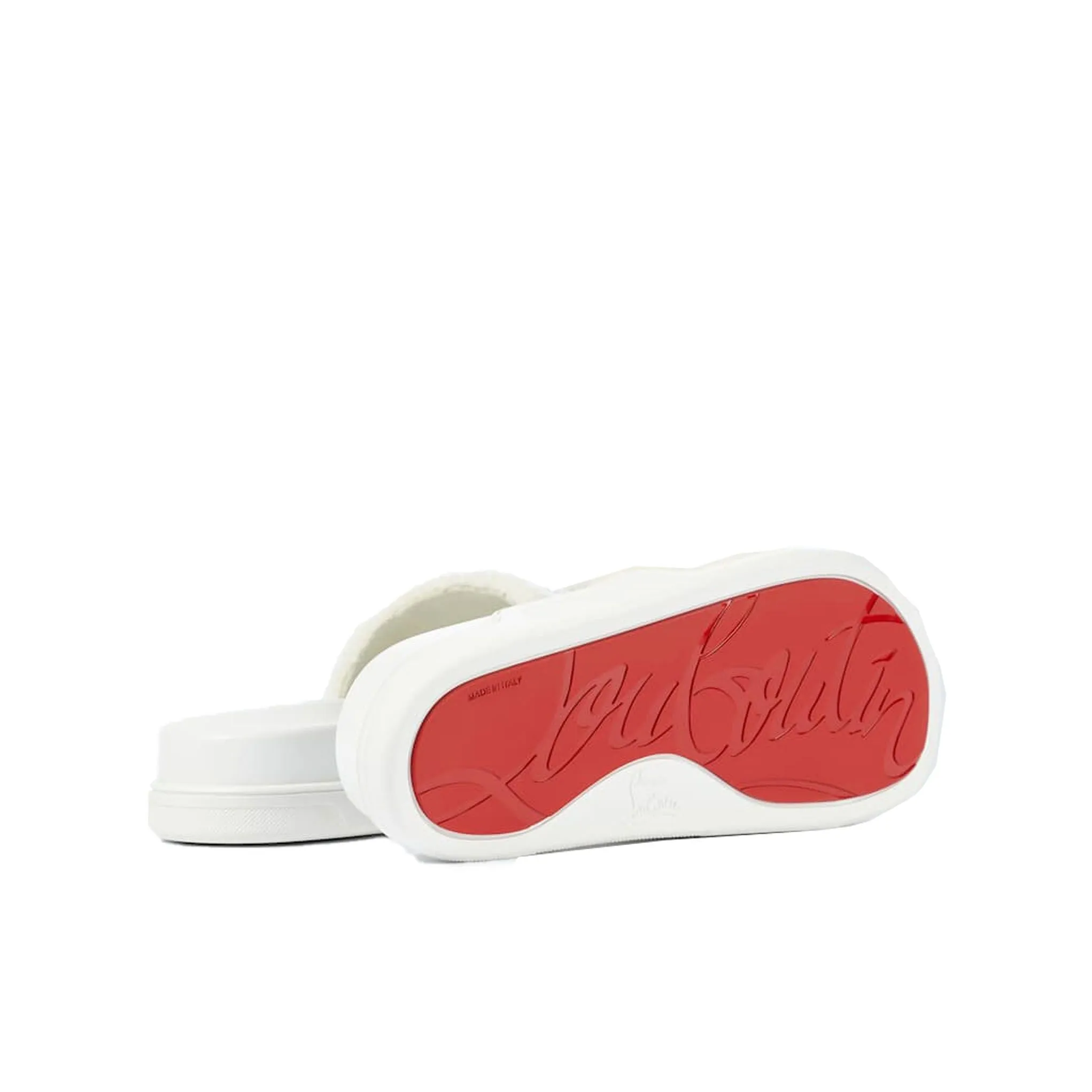 Bicycle Sandals Christian Louboutin Elegant White Pool Slide Sandals with Iconic Red Sole